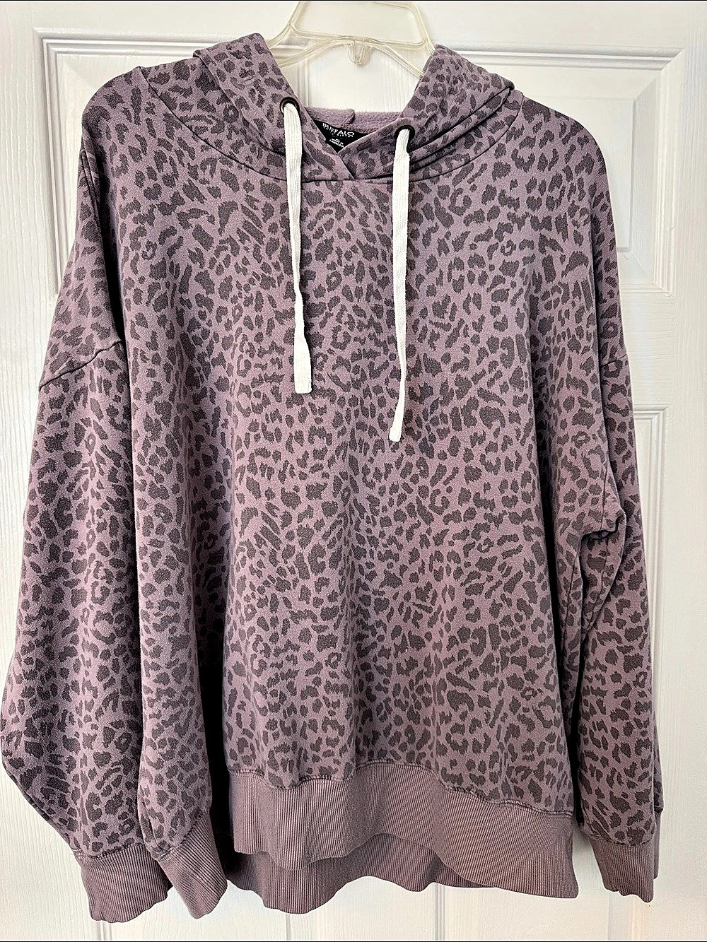 Buffalo David Bitton Leopard Print Hoodie Purple Gray XL